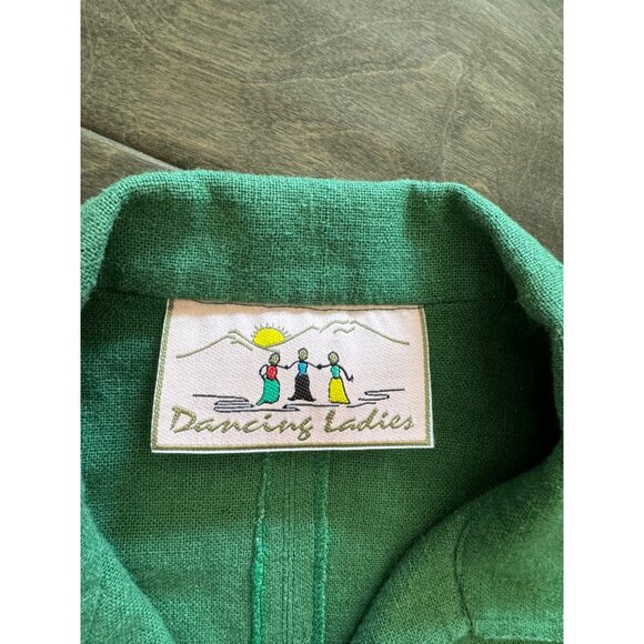 Dancing Ladies lagen look oversized button top green hemp sz L - Picture 2 of 9